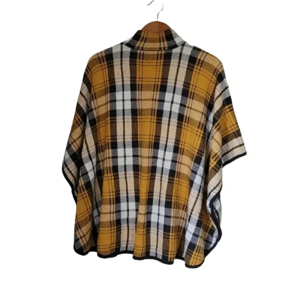 Jones new york plaid cape sweater Pancho size S/M - Picture 2 of 16